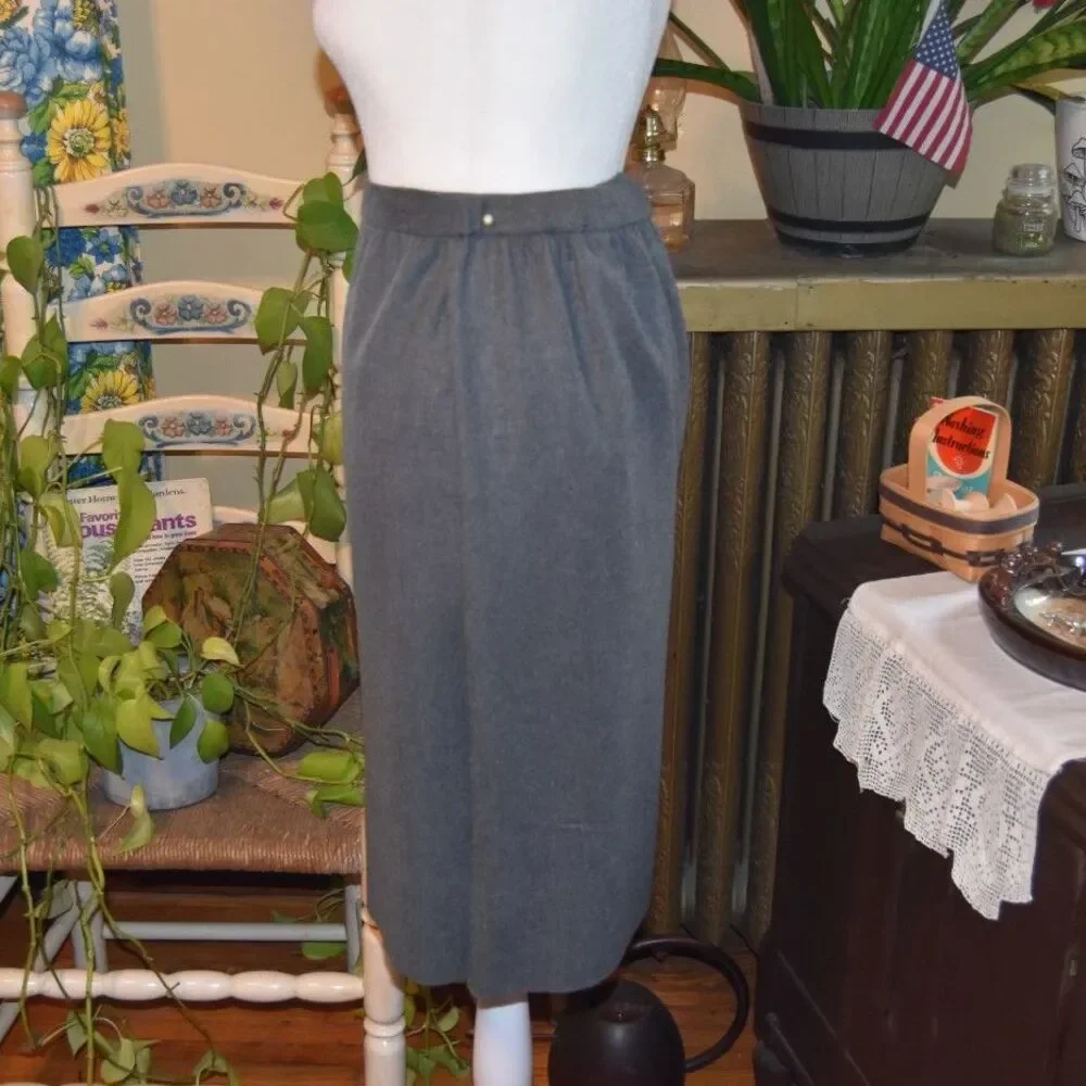 Vintage 80s Pendleton Plus Wool Lined Pencil Skirt Gray Size 2X 22W